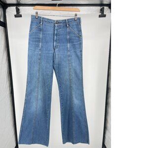 Vintage 70s Levis Panatela Jeans Flared Slacks High Rise Cinch Back Tall 31x34